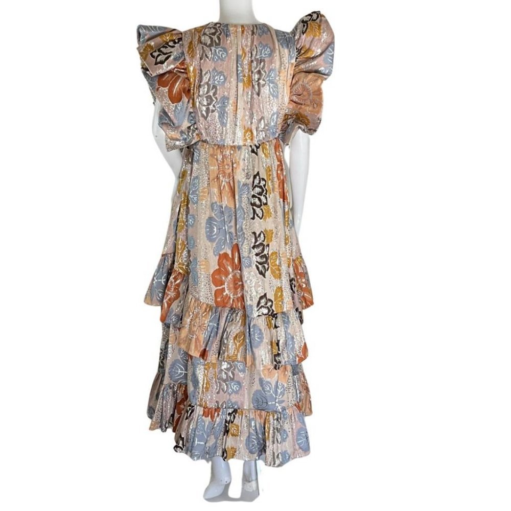 Ulla Johnson Women's Fontaine Midi Dress Ocean Jasper Asymmetric Multicolor Sz 4 - Picture 4 of 7